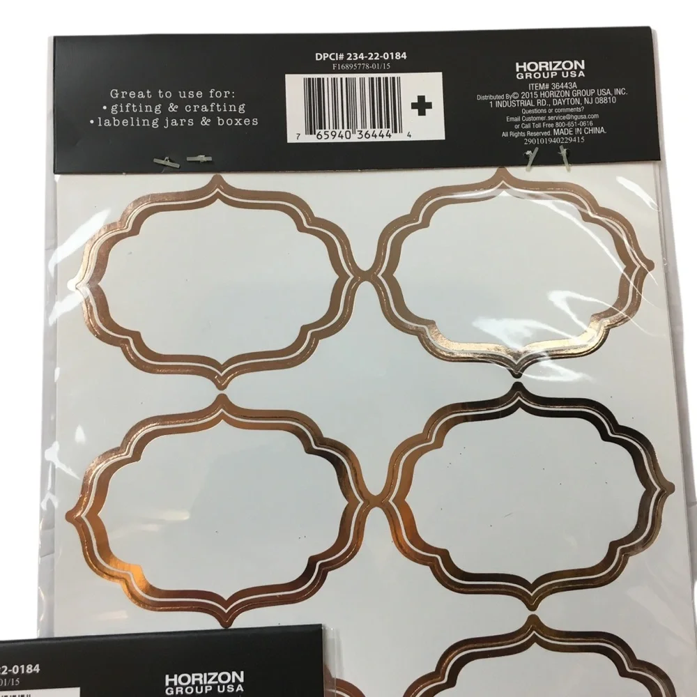 Jar Labels Copper Rose Gold Edge Organizing Labeling Pantry Crafts Gifts NWT